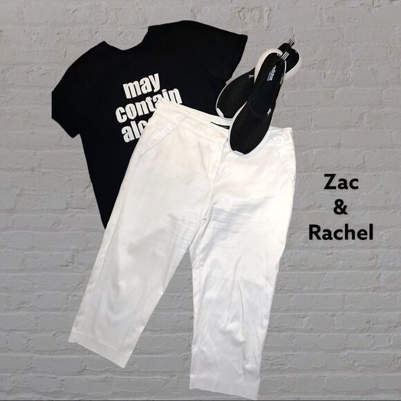 Nwot! Zac and Rachel white cropped pants with cute buttons on pockets! - Picture 1 of 5